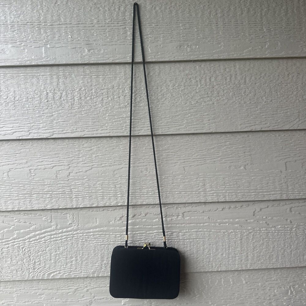 Black Satin Clutch Shoulder Strap Prom Homecoming Formal Dance Evening Bag Purse